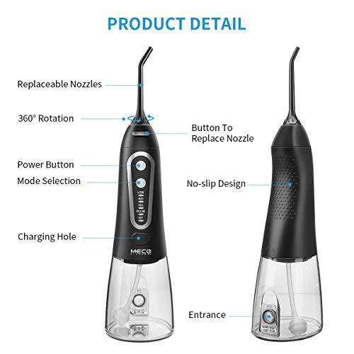 Oral Irrigator for Teeth, MECO Cordless Water Dental Teeth Cleaner Pick 300ML...