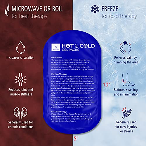 Gel Ice Pack for Injuries | 2 Reusable Gel Packs + 2 Adjustable Wraps - Hot &...