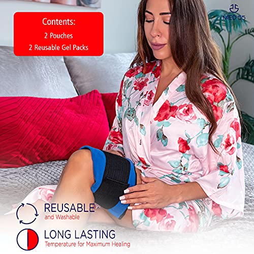 Gel Ice Pack for Injuries | 2 Reusable Gel Packs + 2 Adjustable Wraps - Hot &...