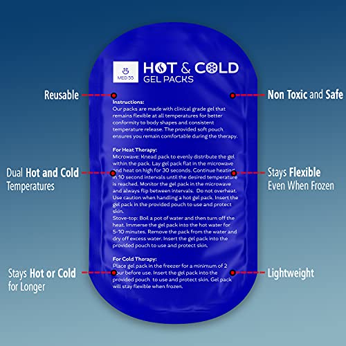 Gel Ice Pack for Injuries | 2 Reusable Gel Packs + 2 Adjustable Wraps - Hot &...