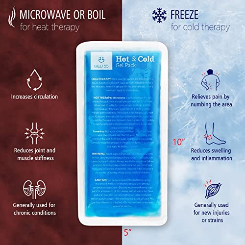 Gel Ice Pack for Injuries Reusable Gel - Hot & Cold Pack Compress Flexible So...