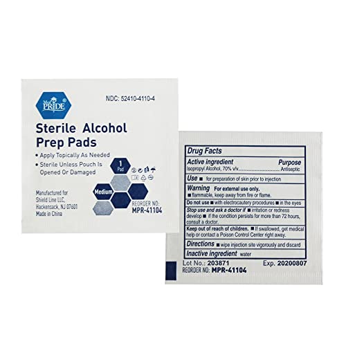 MED PRIDE Alcohol Prep Pads| 200 pack| Medical-Grade, Sterile, Individually-W...