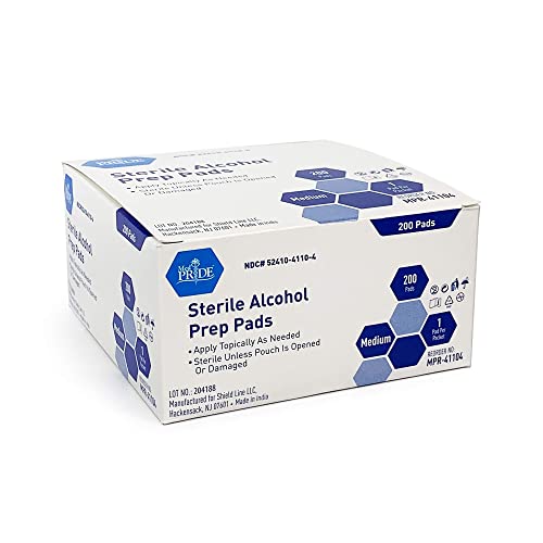 MED PRIDE Alcohol Prep Pads| 200 pack| Medical-Grade, Sterile, Individually-W...
