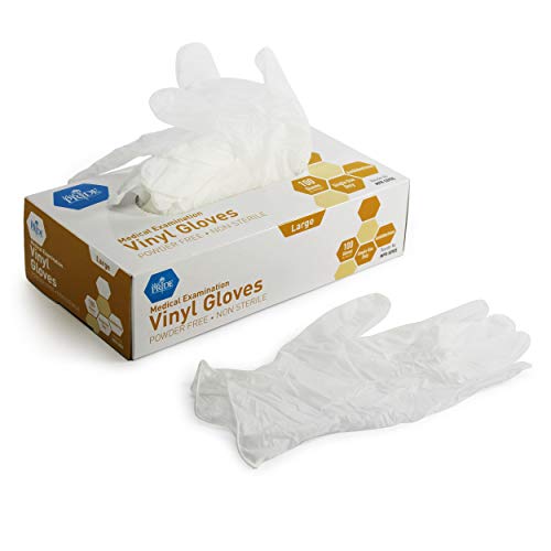 Med PRIDE Medical Vinyl Examination Gloves (Large, 100-Count) Latex Free Rubb...