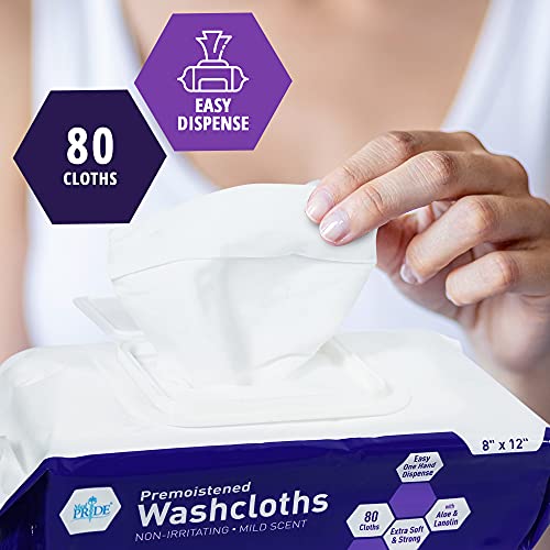 Medpride Disposable Premoistened Washcloths - Non Irritating Adult Cloth Wipe...