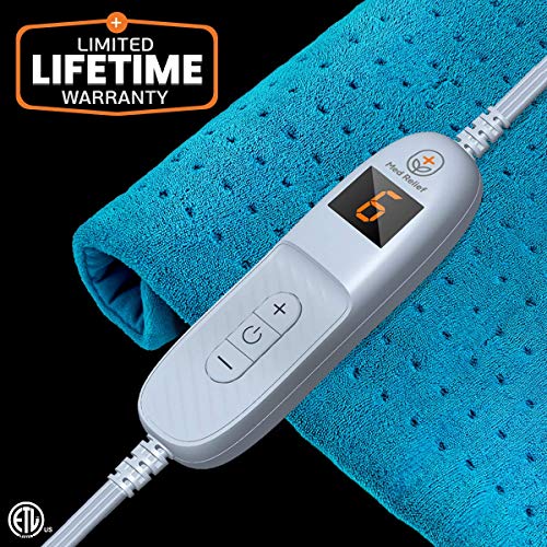 Med Relief Large 12"x24" Electric Heating Pad for Back Pain Relief, Ultra Sof...