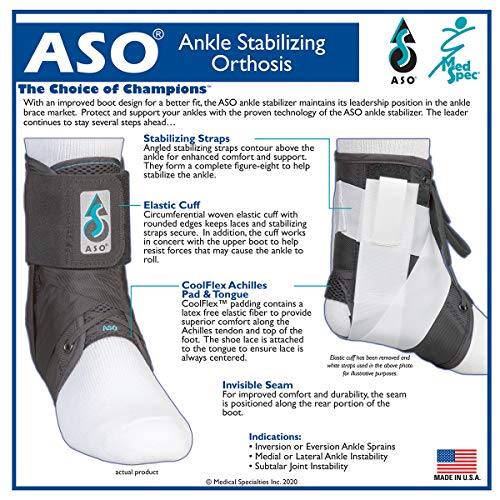 Med Spec 264015 ASO Ankle Stabilizer, Black, Large