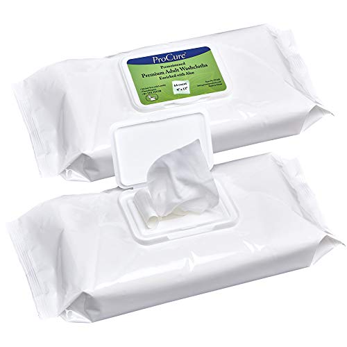 Disposable Wet Adult Wipes, 128 Pack - Pre Moistened Soft Washcloths for Elde...