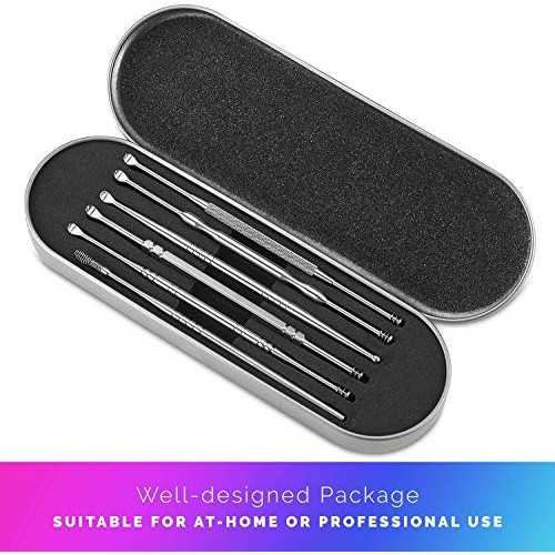 Ear Wax Removal Kit - 6 Piece Ear Cleansing Tool Set, Stainless Steel Ear Cur...