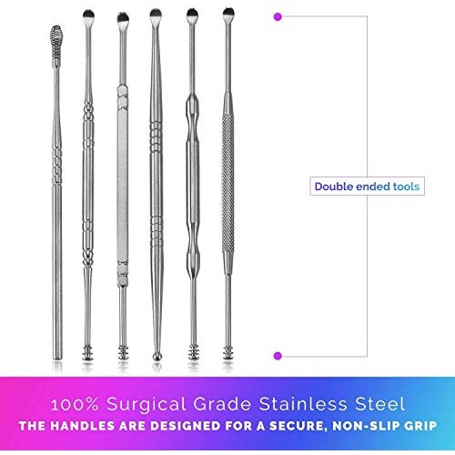 Ear Wax Removal Kit - 6 Piece Ear Cleansing Tool Set, Stainless Steel Ear Cur...