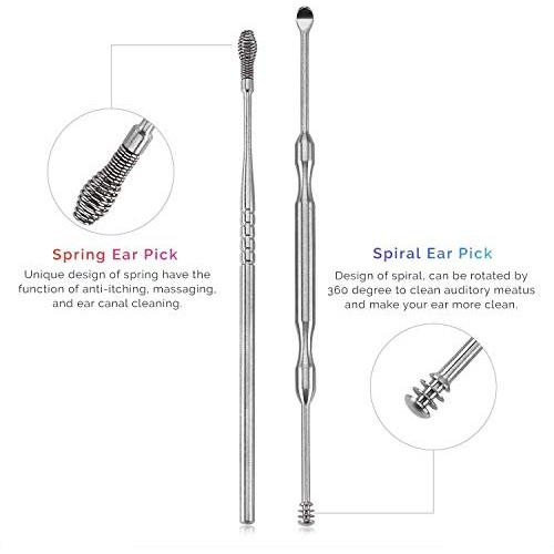 Ear Wax Removal Kit - 6 Piece Ear Cleansing Tool Set, Stainless Steel Ear Cur...