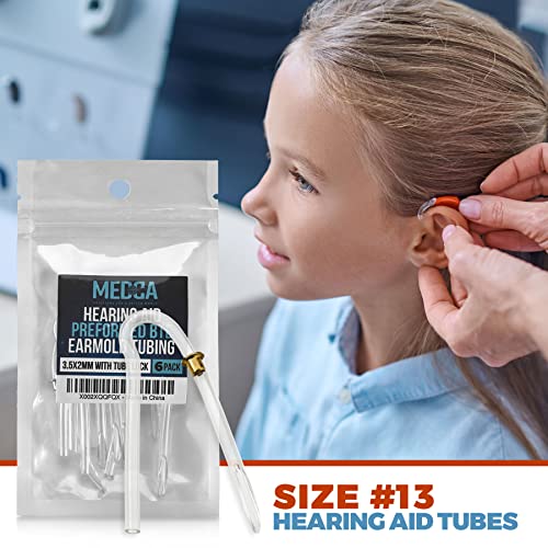 Hearing Aid Tubes - Size #13 Preformed BTE Earmold Tubing - (Pack of 6) 3.5 x...