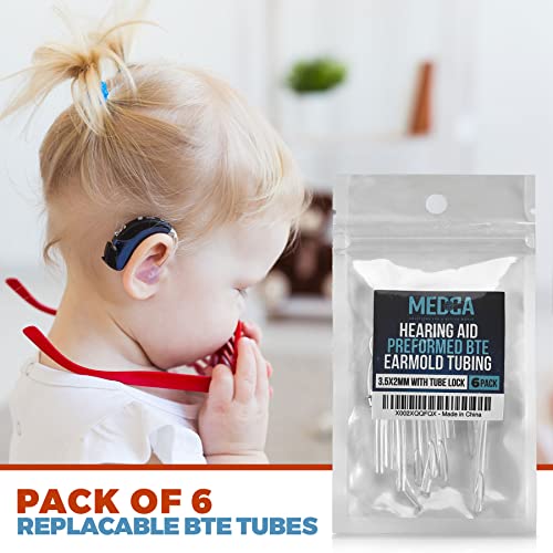 Hearing Aid Tubes - Size #13 Preformed BTE Earmold Tubing - (Pack of 6) 3.5 x...