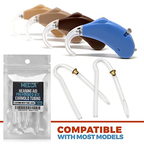 Hearing Aid Tubes - Size #13 Preformed BTE Earmold Tubing - (Pack of 6) 3.5 x...