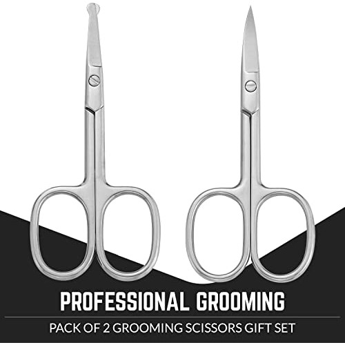 Stainless Steel Grooming Scissors - Eyebrow Scissor, Beard & Mustache Trimmin...