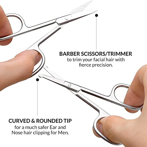 Stainless Steel Grooming Scissors - Eyebrow Scissor, Beard & Mustache Trimmin...