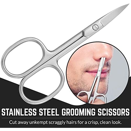Stainless Steel Grooming Scissors - Eyebrow Scissor, Beard & Mustache Trimmin...