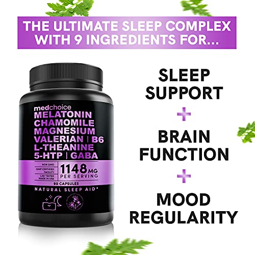 10-in-1 Melatonin 6mg Natural Sleep Aid, Sleep Supplement w L Theanine, 5 HTP...