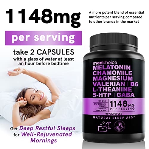 10-in-1 Melatonin 6mg Natural Sleep Aid, Sleep Supplement w L Theanine, 5 HTP...