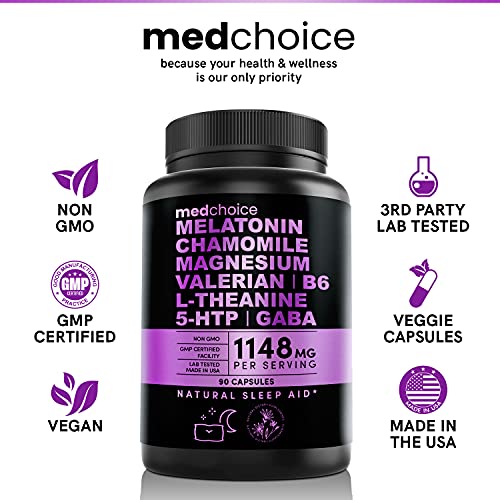 10-in-1 Melatonin 6mg Natural Sleep Aid, Sleep Supplement w L Theanine, 5 HTP...