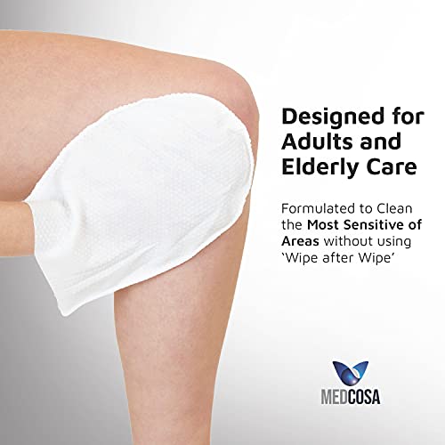 Medcosa Adult Washgloves for Incontinence - Unique Disposable Body Wipes Shap...