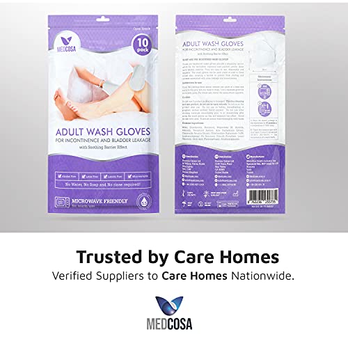 Medcosa Adult Washgloves for Incontinence - Unique Disposable Body Wipes Shap...