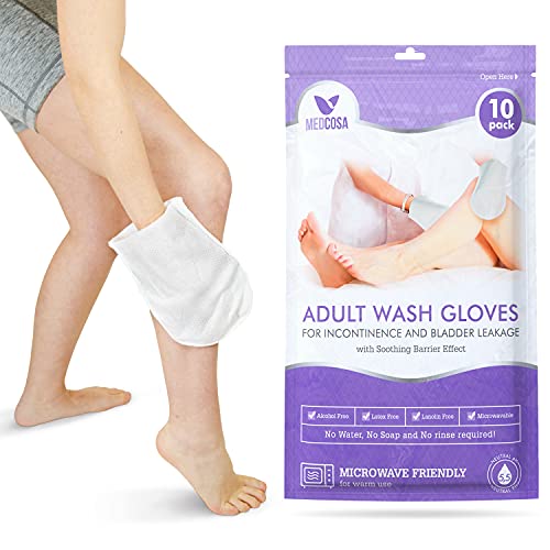 Medcosa Adult Washgloves for Incontinence - Unique Disposable Body Wipes Shap...