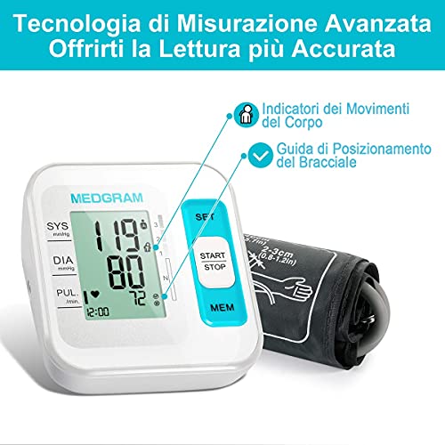 Blood Pressure Monitor Upper Arm, MEDGRAM Accurate Cuffs for Home Use with La...