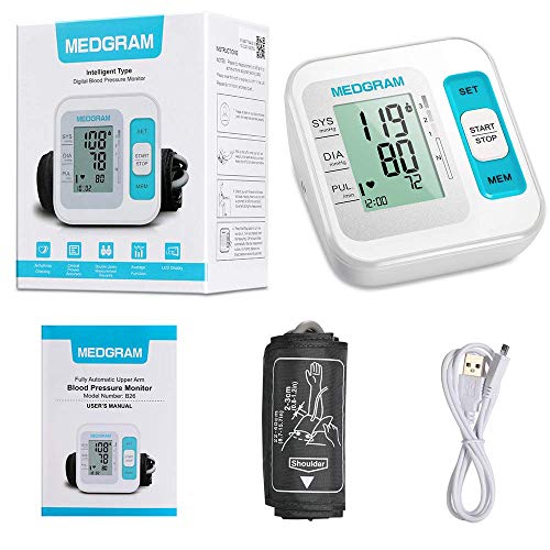 Blood Pressure Monitor Upper Arm, MEDGRAM Accurate Cuffs for Home Use with La...