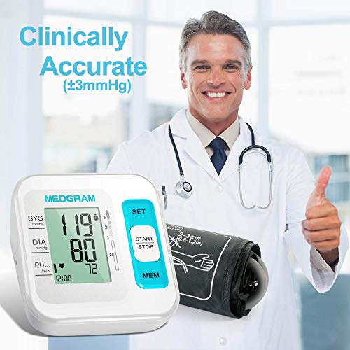 Blood Pressure Monitor Upper Arm, MEDGRAM Accurate Cuffs for Home Use with La...