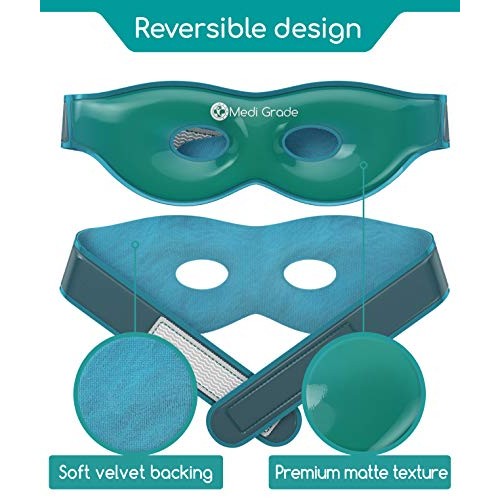 Medi Grade Cooling Eye Mask - Reusable Gel Eye Mask with 2 x Cooling Eye Pads...