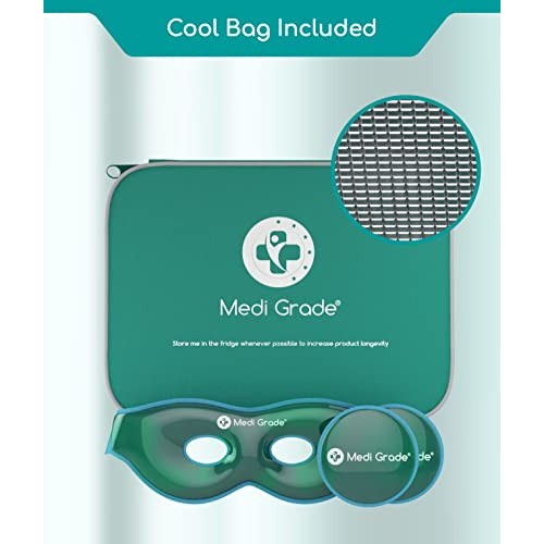 Medi Grade Cooling Eye Mask - Reusable Gel Eye Mask with 2 x Cooling Eye Pads...