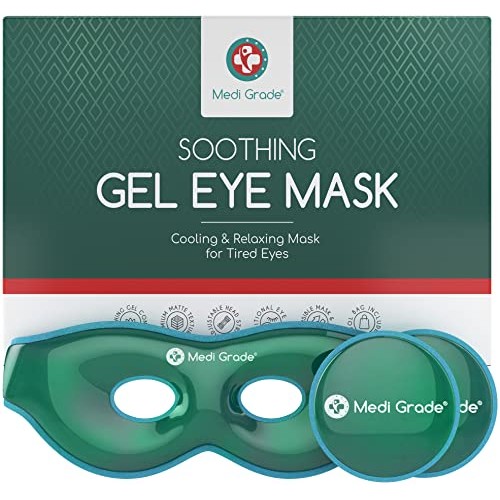 Medi Grade Cooling Eye Mask - Reusable Gel Eye Mask with 2 x Cooling Eye Pads...