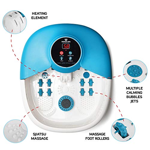 Foot Spa Massager With Heat, 14 Rollers In Foot Shape - 5 In 1 Foot Bath Mass...