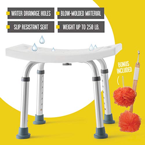 Shower Chair - with Back Scrubber & Additional Sponge - Tool Free Shower Chai...