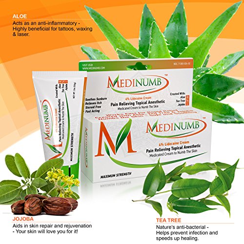 Medinumb Lidocaine Numbing Cream (2oz/56g) Topical Anesthetic - Waxing, Laser...