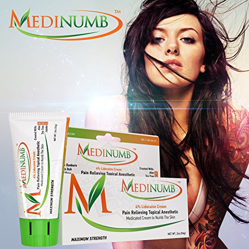 Medinumb Lidocaine Numbing Cream (2oz/56g) Topical Anesthetic - Waxing, Laser...