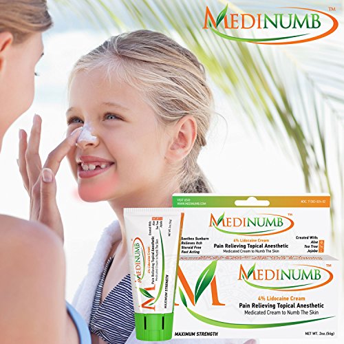 Medinumb Lidocaine Numbing Cream (2oz/56g) Topical Anesthetic - Waxing, Laser...