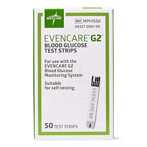 Evencare Medline G2 Blood Glucose Test Strips, For self-testing with G2 Monit...