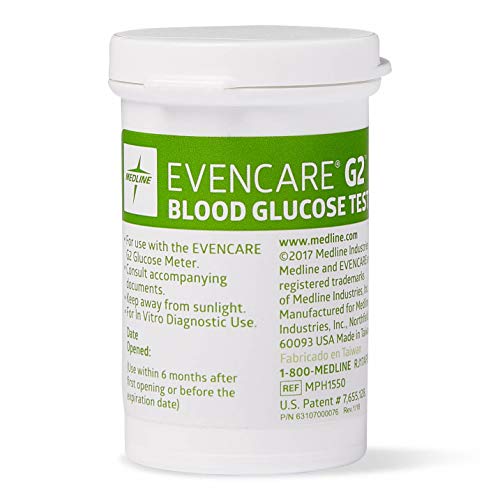 Evencare Medline G2 Blood Glucose Test Strips, For self-testing with G2 Monit...