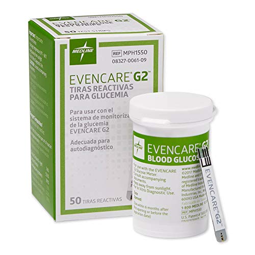 Evencare Medline G2 Blood Glucose Test Strips, For self-testing with G2 Monit...