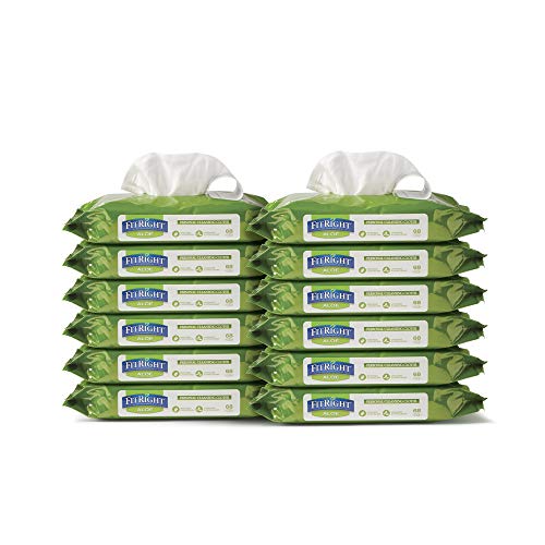 FitRight Aloe Personal Cleansing Cloth Wipes, Scented, 8 x 12 inch Adult Larg...