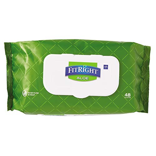 FitRight Aloe Quilted Heavyweight Personal Cleansing Cloth Wipes, Unscented, ...
