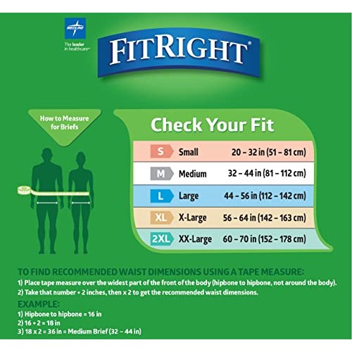 FitRight Ultra Adult Diapers, Disposable Incontinence Briefs with Tabs, Heavy...