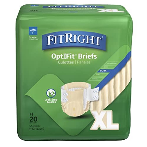 FitRight Ultra Adult Diapers, Disposable Incontinence Briefs with Tabs, Heavy...