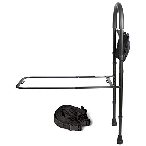 Medline Bed Assist bar With Storage Pocket, Height Adjustable Bed Rails for E...