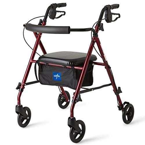 Medline Freedom Mobility Lightweight Folding Aluminum Rollator Walker with 6-...