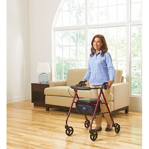 Medline Freedom Mobility Lightweight Folding Aluminum Rollator Walker with 6-...