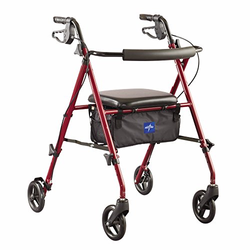 Medline Freedom Mobility Lightweight Folding Aluminum Rollator Walker with 6-...