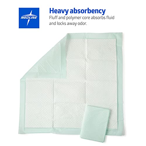 Medline Heavy Absorbency 36" x 36" Quilted Bed Pads, Large Disposable Underpa...